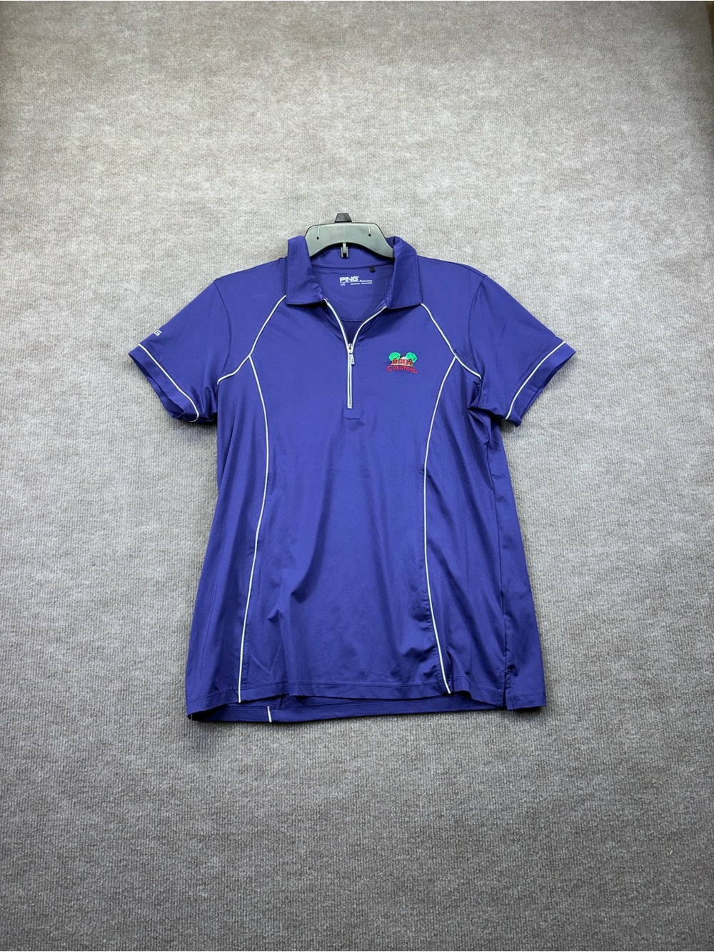 Ping 1/4 Zip Short Sleeve Polo Size Large   This has Colonial Embroidered on the